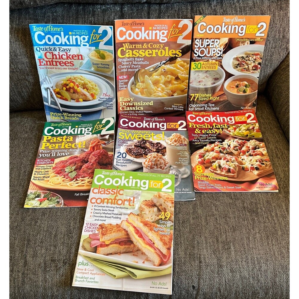 Vintage Taste of Home Cooking for 2 Magazine Lot of 7 Mixed Years Recipes